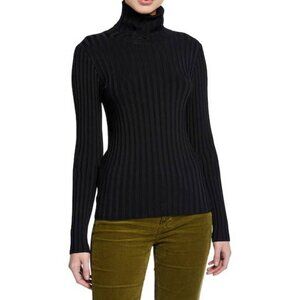Veronica Beard Nellie Black Ribbed Turtleneck Sweater